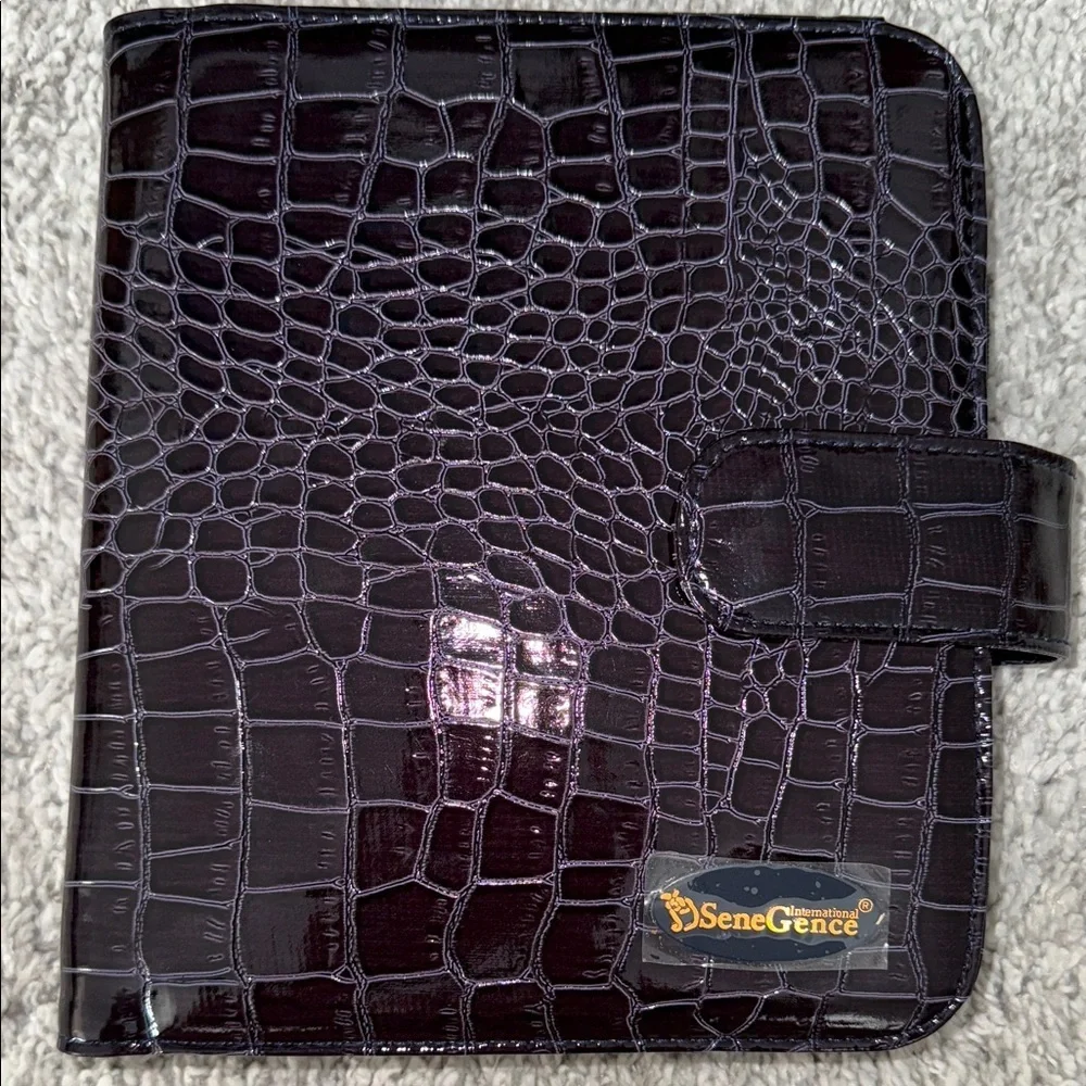 SeneGence international luxury Dark Purple Crocodile Embossed travel Organizer
